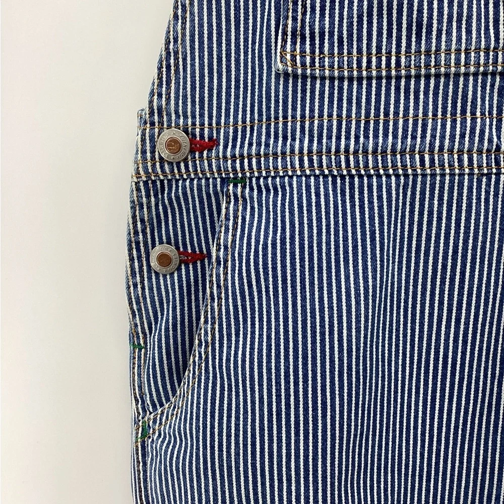 Vintage Rockies Blue and White Striped Denim Bib Overalls Sz L inseam34 - Picture 4 of 11